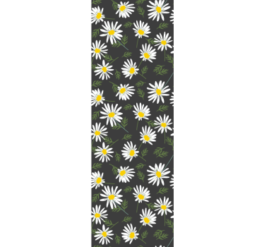 Papel tapiz flores margaritas y hojas - TenVinilo