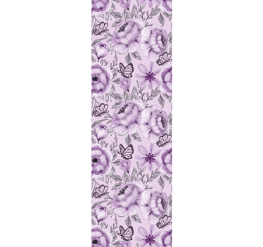 Papel tapiz flores arreglo de mariposas florales - TenVinilo