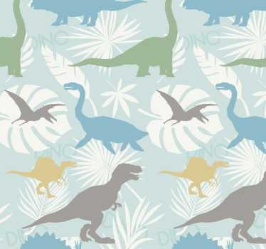 Papel tapiz dinosaurios patrón de colores pastel - TenVinilo