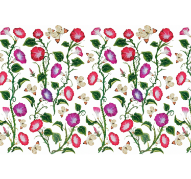 Papel tapiz flores de campanas rosas y moradas - TenVinilo