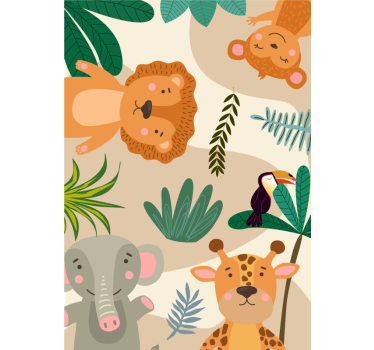 Papel tapiz animales selva nórdica para niños - TenVinilo