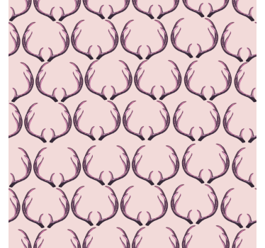 Papel tapiz animales cuernos de ciervo rosa - TenVinilo