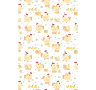 Papel tapiz animales granja de pollos y caracoles - TenVinilo
