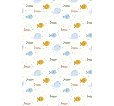 Papel tapiz animales peces de dibujos multicolores - TenVinilo