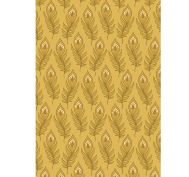 Papel tapiz animales pavo floral azul con flores doradas - TenVinilo
