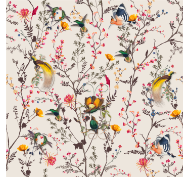 Papel tapiz naturaleza diseño floral naturalista - TenVinilo