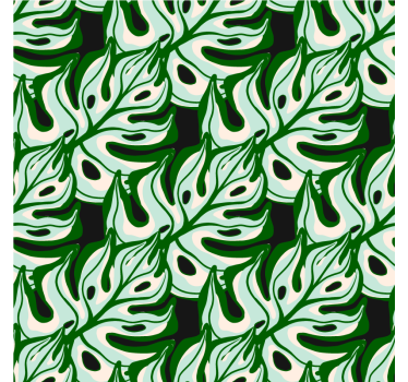 Papel tapiz flores diseño de flora salpicada negra y verde - TenVinilo