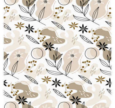 Papel tapiz flores patrón elegante de hojas rosas y beige - TenVinilo