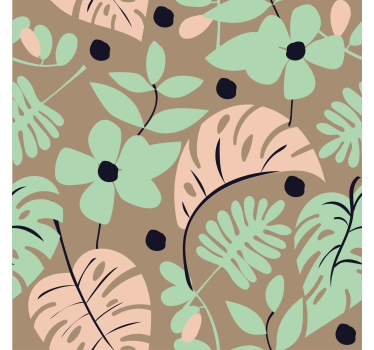 Papel tapiz flores color pastel monstera y hojas - TenVinilo