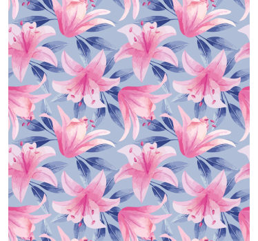 Papel tapiz flores ilustración floral acuarela rosa y morado - TenVinilo