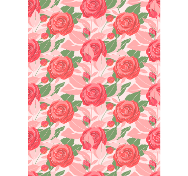Papel tapiz oficina rosas sobre fondo rosa - TenVinilo