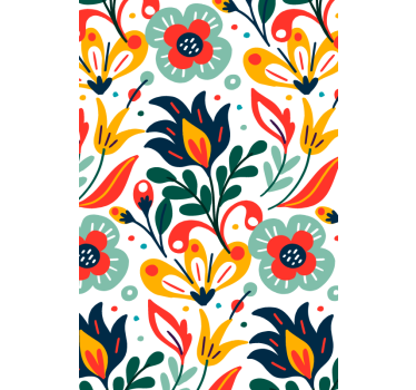 Papel tapiz moderno flores multicolores - TenVinilo