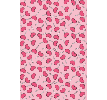 Papel tapiz moderno piruletas en forma de corazón - TenVinilo