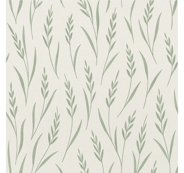 Papel tapiz comedor estampado de hojas de trigo verde - TenVinilo