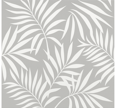Papel tapiz baño hojas elegantes grises - TenVinilo