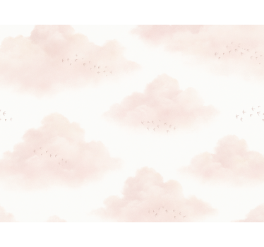 Papel tapiz infantil nubes rosadas - TenVinilo