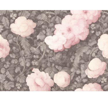 Papel tapiz flores lino vintage en flor - TenVinilo