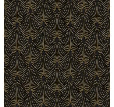 Papel tapiz geométrico ventilador deco dorado - TenVinilo