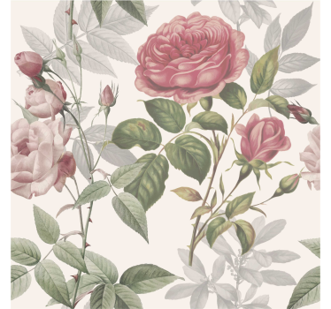Papel tapiz flores patrón de rosas - TenVinilo