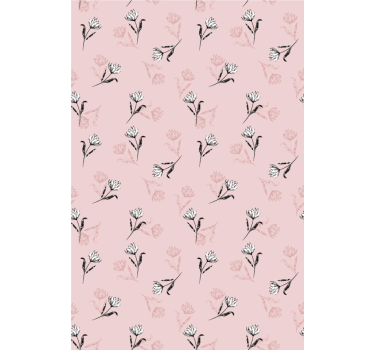 Papel tapiz flores lirios blancos sobre fondo rosa - TenVinilo