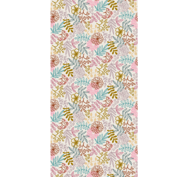 Papel tapiz flores dibujo lineal multicolor - TenVinilo