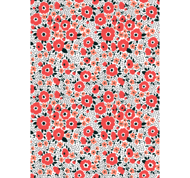Papel tapiz flores patrón abstracto de amapolas rojas - TenVinilo