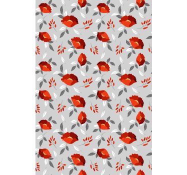 Papel tapiz flores amapolas rojas flotantes - TenVinilo