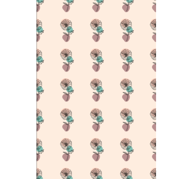 Papel tapiz flores diseño lineal de flores margaritas - TenVinilo