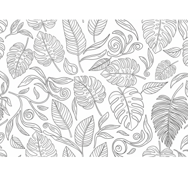 Papel tapiz moderno botánico blanco y negro - TenVinilo