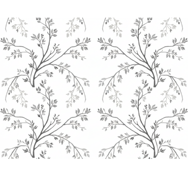 Papel tapiz flores ramas suaves grises - TenVinilo