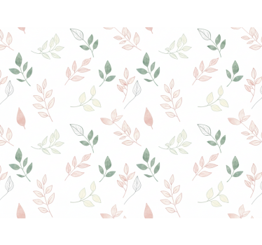Papel tapiz flores hojas ligeras en colores suaves - TenVinilo