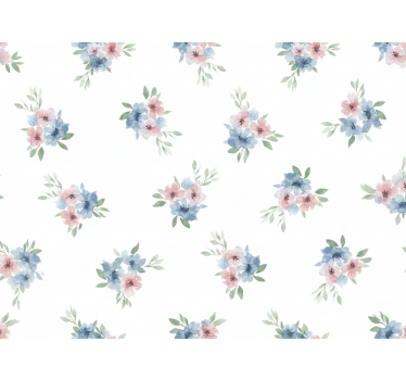 Papel tapiz flores pequeñas en acuarela - TenVinilo