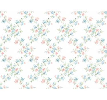 Papel tapiz flores pequeñas en acuarela suave - TenVinilo