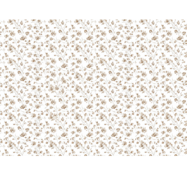 Papel tapiz flores pequeñas en acuarela marrón - TenVinilo