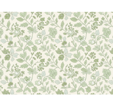 Papel tapiz piedra crema verde floral - TenVinilo