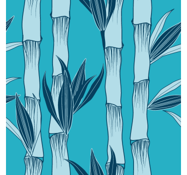 Papel decorativo azul plantas bambú - TenVinilo