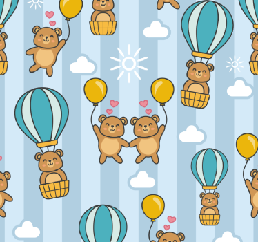 Papel para pared infantil animales en globos - TenVinilo
