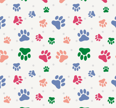 Papel tapiz perros decoración con patrón de pata - TenVinilo