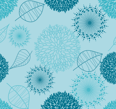 Papel decorativo de flores y plantas azul - TenVinilo
