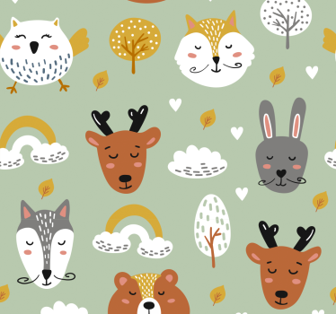Papel pintado habitación infantil animales estilo nórdico - TenVinilo