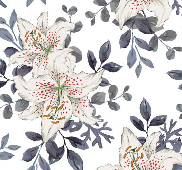 Papel pared de flores de lirios de puntos rojos - TenVinilo