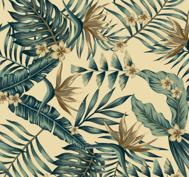 Papel para pared de flores y hojas tropicales  - TenVinilo
