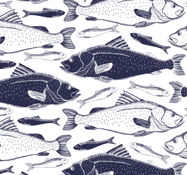 Papel pintado animales peces grises bajo el mar - TenVinilo