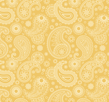 Papel tapiz entrada intrincado motivo paisley amarillo - TenVinilo