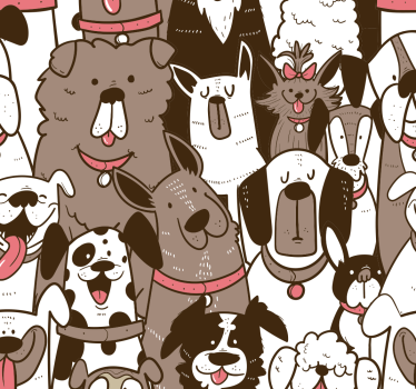 Papel tapiz perros caras felices - TenVinilo