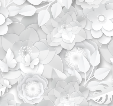 Papel pintado 3D de flores blancas - TenVinilo