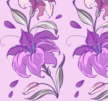 Papel pintado flores patrón lirios lilas - TenVinilo