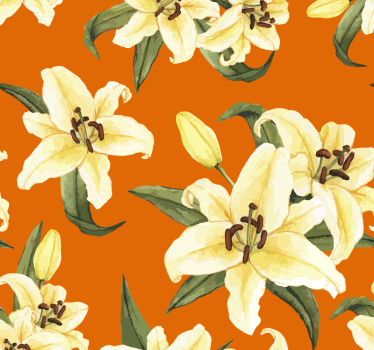 Papel pared flores lirios naranjas - TenVinilo