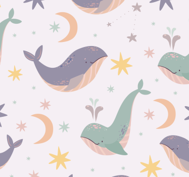 Papel tapiz animales patrones de ballenas caprichosas - TenVinilo