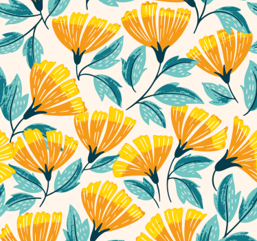 Papel tapiz para sala patrón floral de gingko - TenVinilo